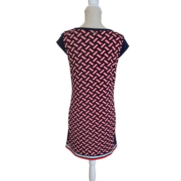 Michael Kors Navy Red Geometric Colorblock Shift Dress - Picture 4 of 5
